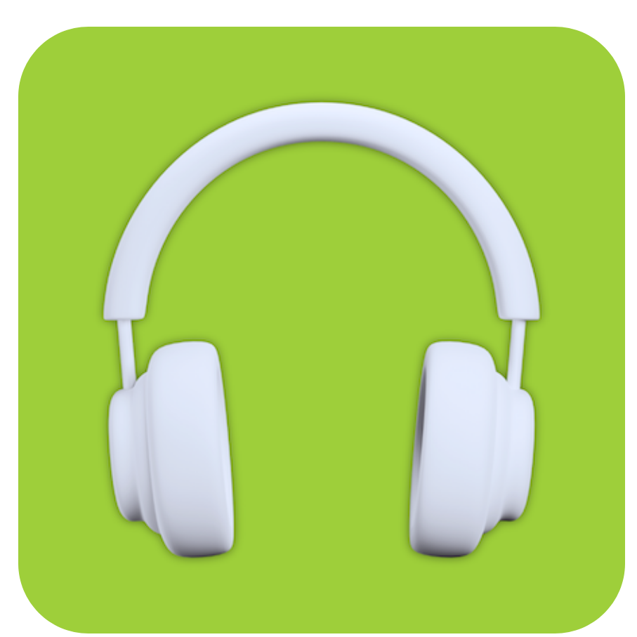 White headphones on a green background
